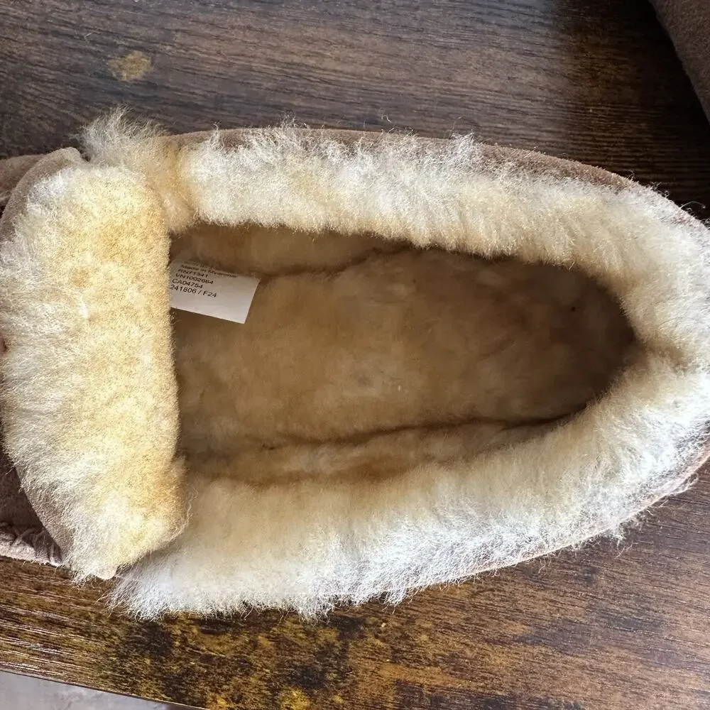 L.L. Bean Men’s Wicked Good Suede & Lamb Fur Slippers Venetian Loafers Size 10